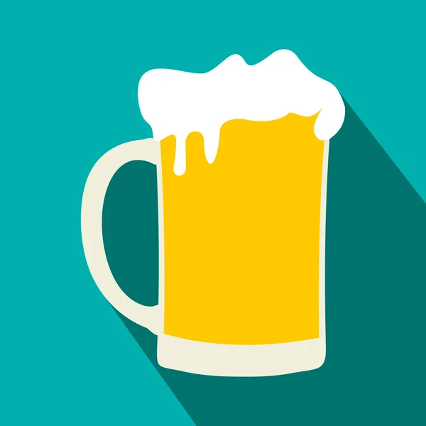 Mok van bier platte pictogram — Stockvector