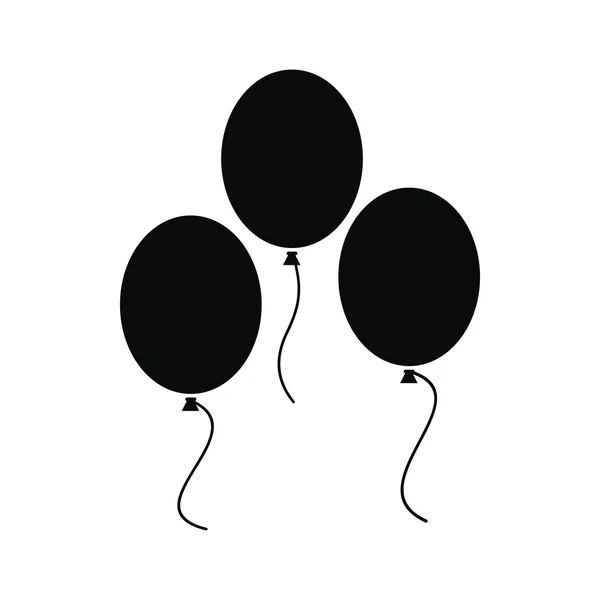 Luftballons schwarzes einfaches Symbol — Stockvektor