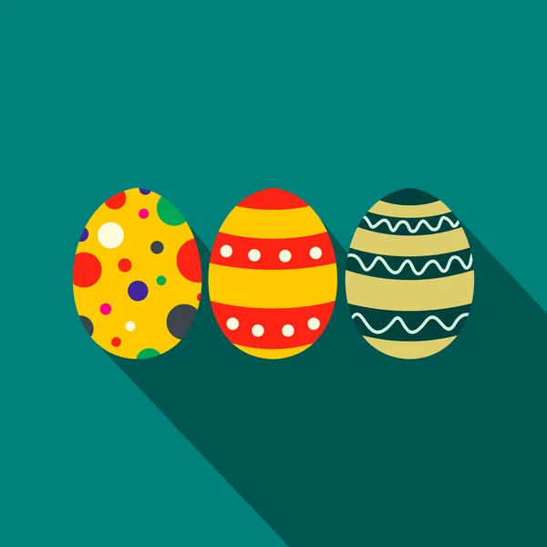 Oeufs de Pâques colorés icône plate — Image vectorielle