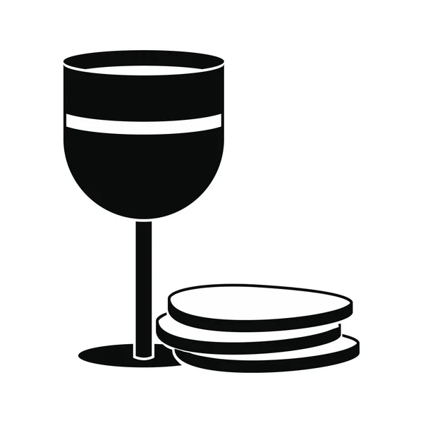 Cálice de vinho e wafers ícone —  Vetores de Stock