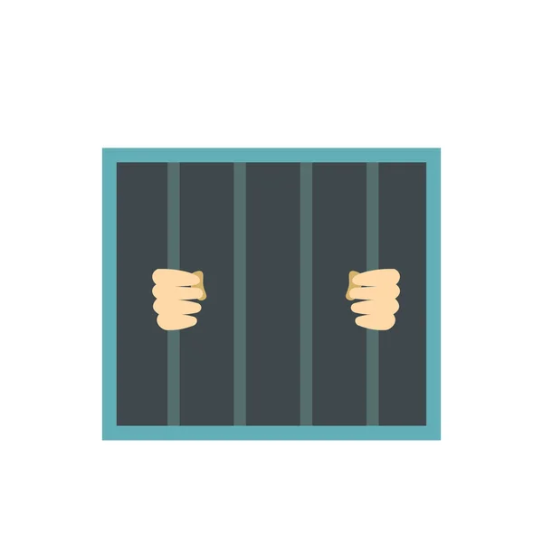 Man behind jail bars flat — Stock Vector