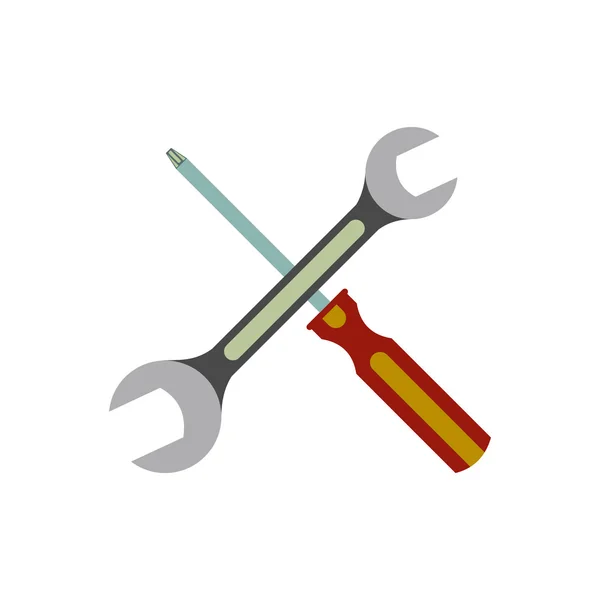 Llave y destornillador icono plano — Vector de stock