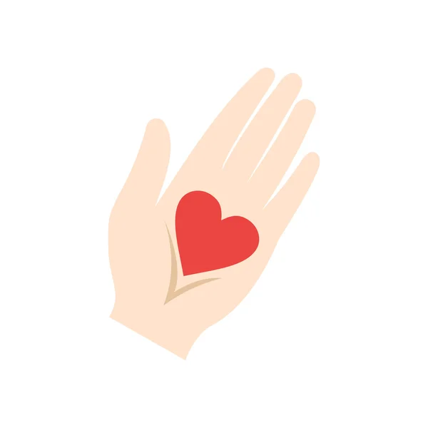 Bir el düz simgesi kalp — Stok Vektör