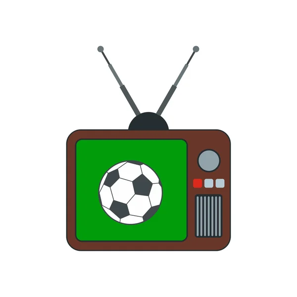 Partido de fútbol en un viejo icono de TV plana — Archivo Imágenes Vectoriales