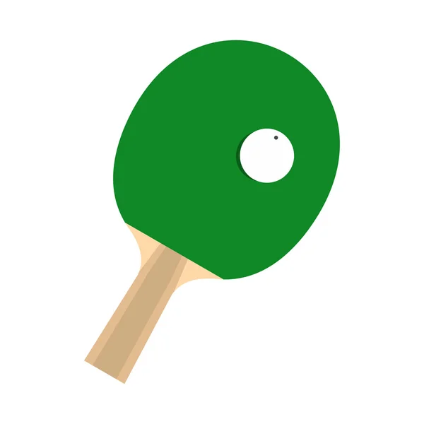 Raquette verte pour jouer au tennis de table icône plate — Image vectorielle