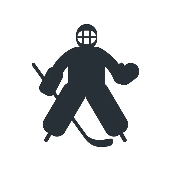 Hockey keeper plat pictogram — Stockvector