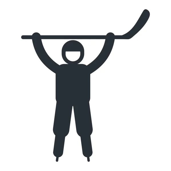 Šťastný hokejový hráč ploché ikony — Stockový vektor