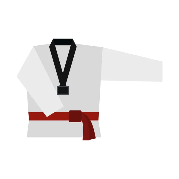 Kimono e artes marciais vermelho cinto plana ícone —  Vetores de Stock