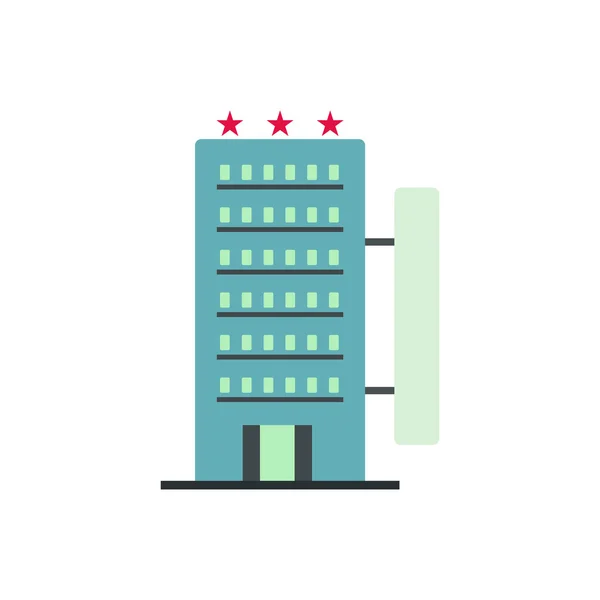 Hotel budova plochá ikona — Stockový vektor