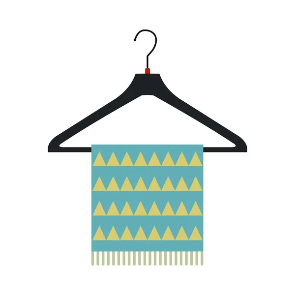 Blue scarf on coat-hanger flat icon — Stock Vector
