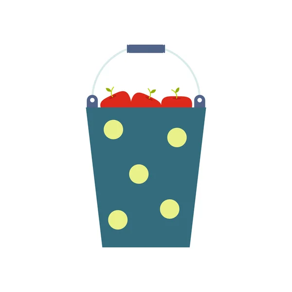 Blå hink med frukt — Stock vektor