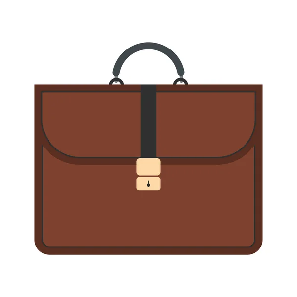 Maletín de negocios marrón icono plano — Vector de stock