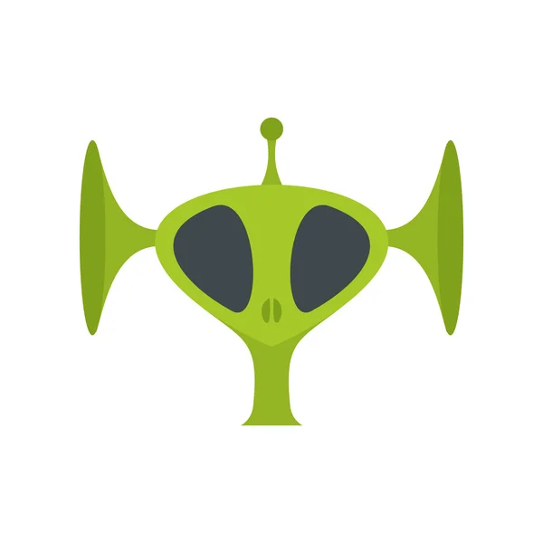 Green alien head flat icon — Stock Vector