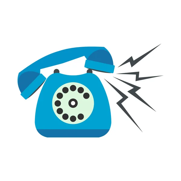 Ringing blue stationary phone flat — Stock Vector