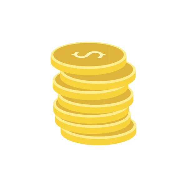 Pila de monedas de oro icono plano — Vector de stock