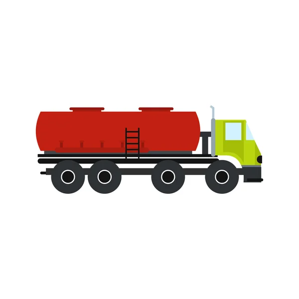 Camión con tanque de combustible icono plano — Vector de stock