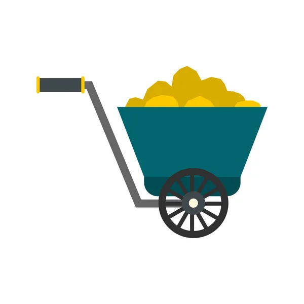 Wózek z złotą ikoną płaski rudy — Wektor stockowy