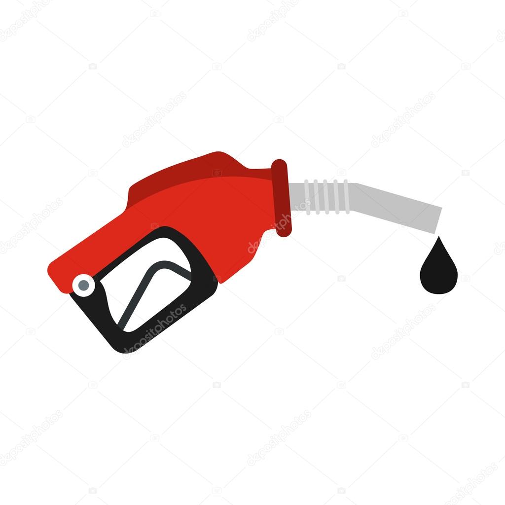 Red gas station gun flat icon