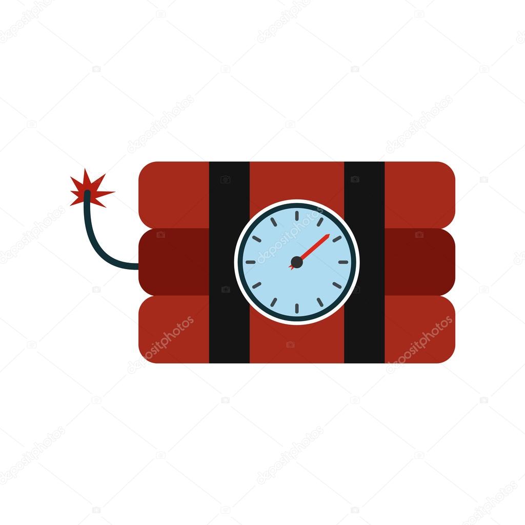 Bomb with clock timer flat icon