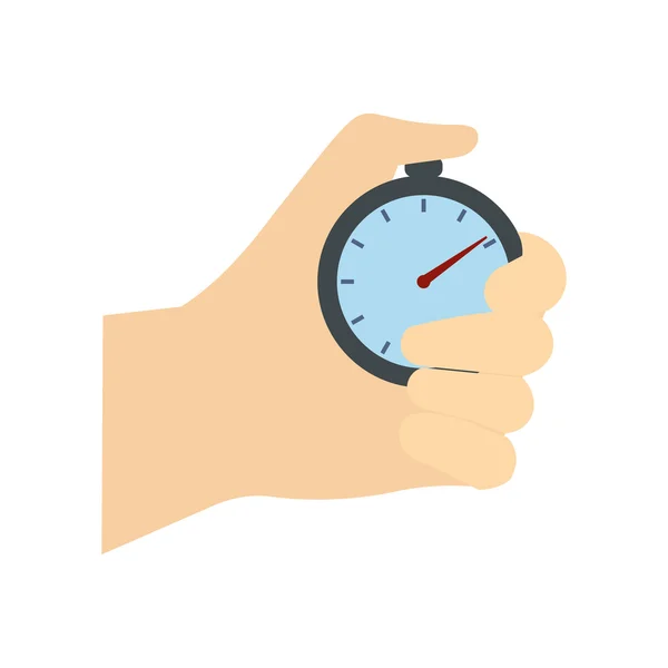 Stopwatch in hand flat icon — Stock Vector