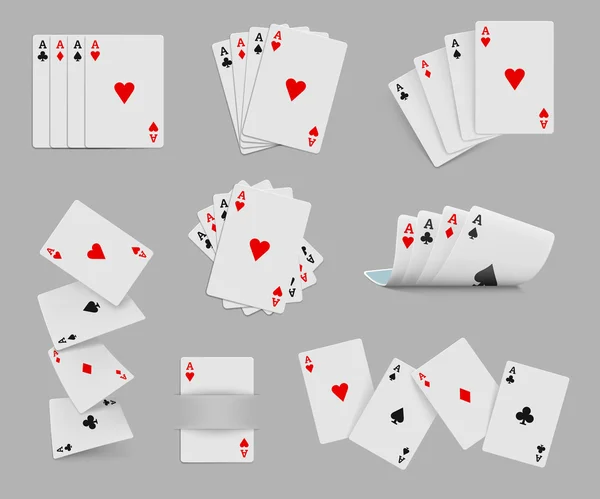 Cuatro ases jugando a las cartas — Vector de stock