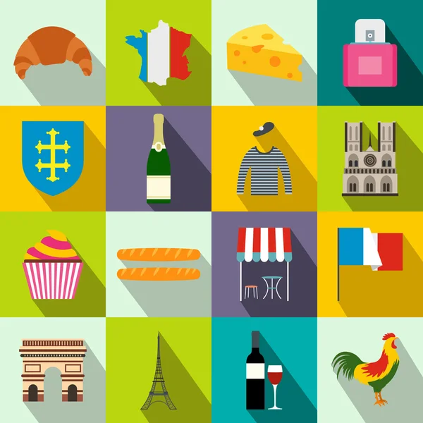 France icônes plates — Image vectorielle