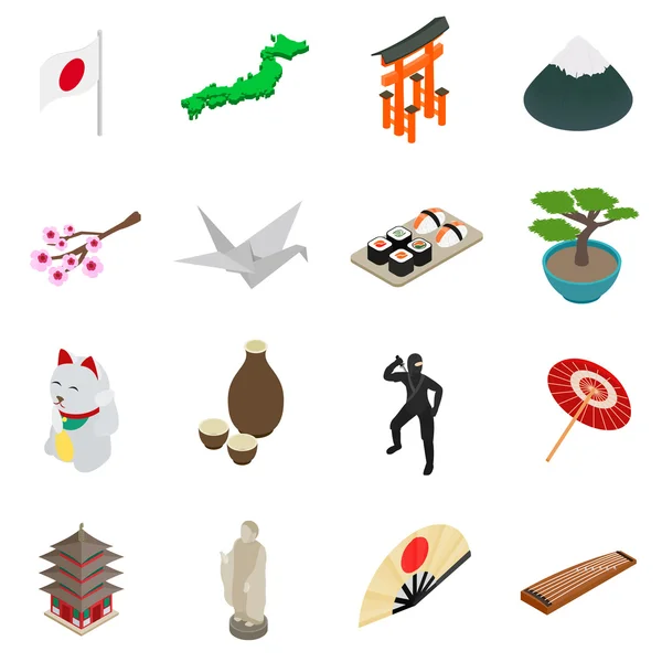 Japan isometric 3d icons — Stock Vector