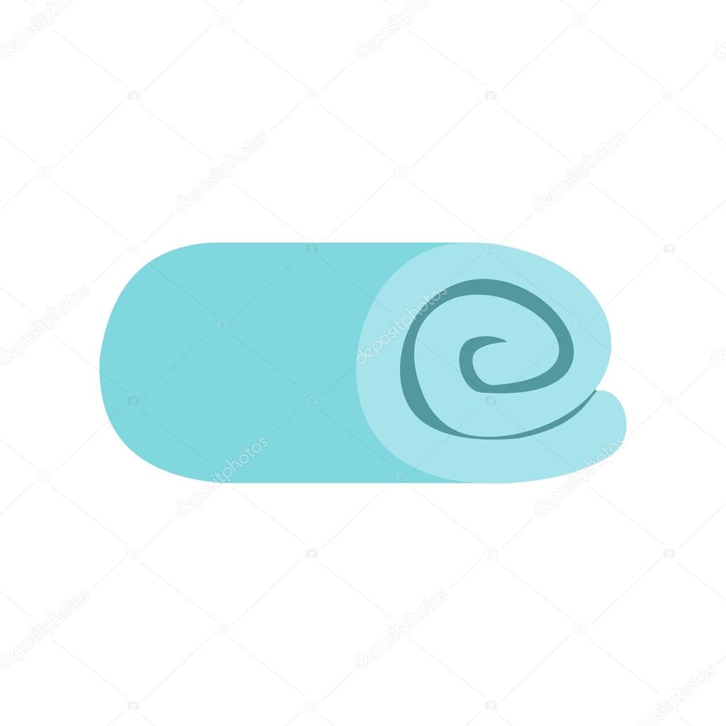 A blue towel rolled up flat icon