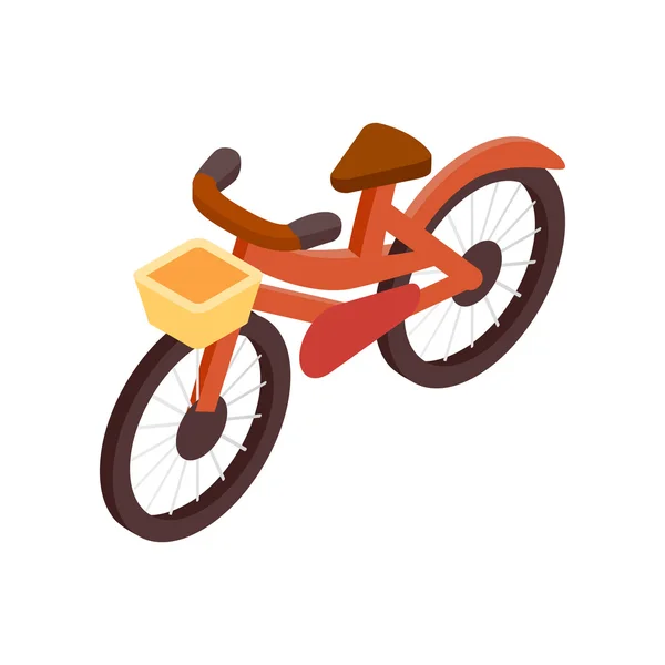 Bicycle with basket isometric 3d icon — Stock Vector