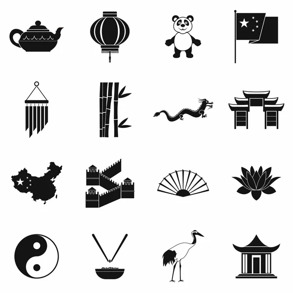 China negro iconos simples — Vector de stock