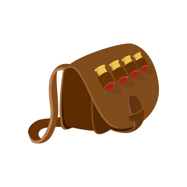 Hunter leather bag cartoon icon — Stock Vector