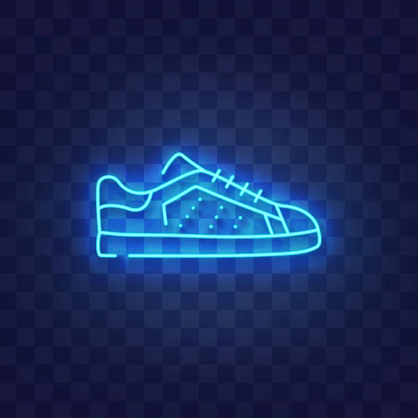 Sneaker neon bord geïsoleerd, helder bord. Schoenen logo neon, embleem. Vectorillustratie — Stockvector