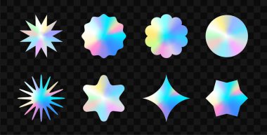 Renkli çıkartmalar, maketler. Farklı şekillerde boş etiketler, buruşuk kağıt amblemler. Etiketler ve etiketler için etiket ya da yamalar. Vektör illüstrasyonu