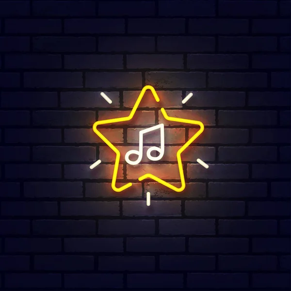 Muziek award neon teken, helder bord, lichtbanner. Muziekster logo neon, embleem. Vectorillustratie — Stockvector