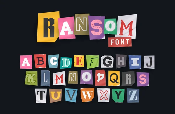 Paper style ransom note letter. Cut Letters. Clipping alphabet. Vector font — Stock Vector