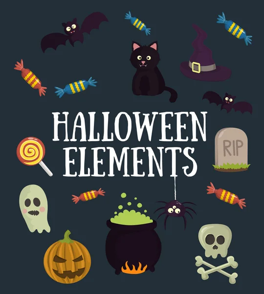 Elementos Halloween — Archivo Imágenes Vectoriales