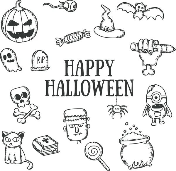 Elementos de Halloween mão desenhada — Vetor de Stock