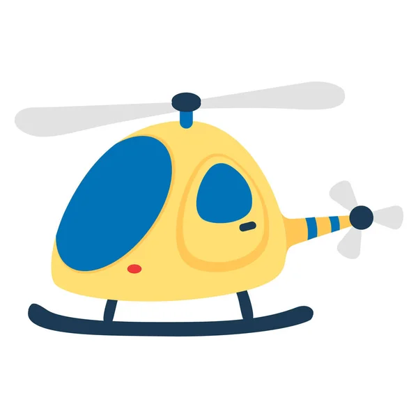 Komik helikopter, beyaz arka planda izole edilmiş çocuklar. Düz dizayn. Vektör illüstrasyonu