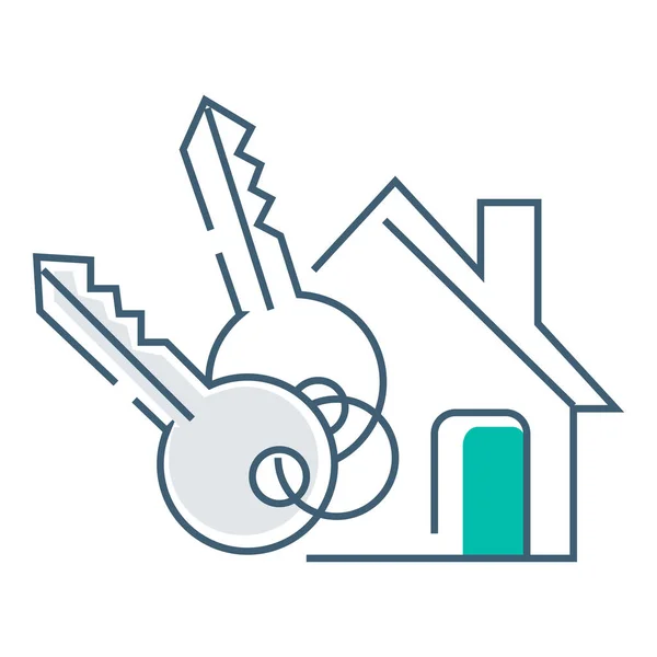 Evin anahtarlarının beyaz arka planda izole bir şekilde çizilmiş hali. Düz dizayn. Vektör illüstrasyonu