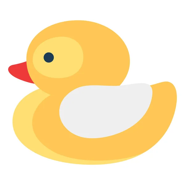Kauçuk ördek. Beyaz arka planda izole edilmiş sarı plastik ördek çocuklar. Düz dizayn. Vektör illüstrasyonu