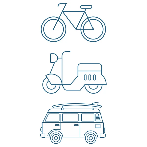 Conjunto Iconos Transporte Urbano Transporte Superficie Diseño Plano Ilustración Vectorial — Vector de stock