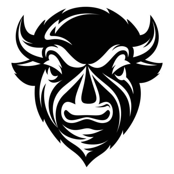 Buffalo ya da Bizon baş silueti. Vektör logo şablonu.