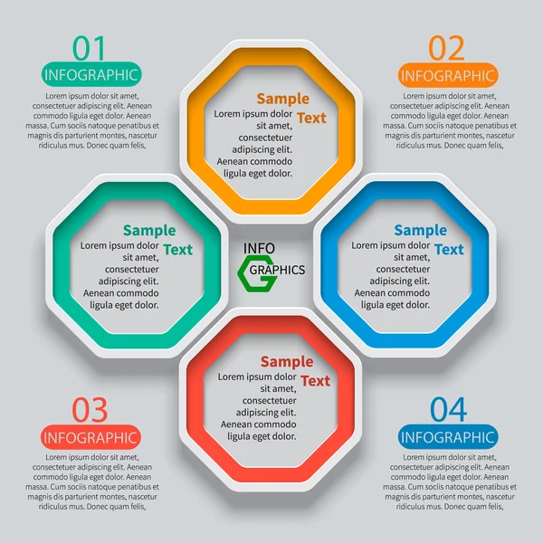 Infographies abstraites sur papier 3D — Image vectorielle