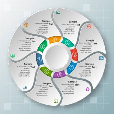 vektör soyut 3d kağıt bilgi elemanları. Dairesel bilgi grafikleri