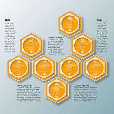 vektör soyut 3d kağıt bilgi elemanları. Hexagon bilgi grafikleri. Bal peteği tasarımı