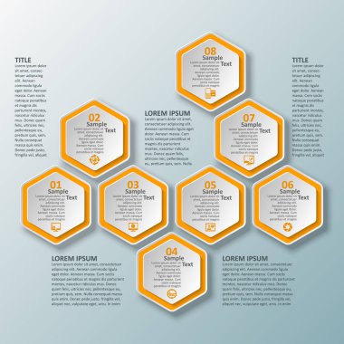 vektör soyut 3d kağıt bilgi elemanları. Hexagon bilgi grafikleri. Bal peteği tasarımı