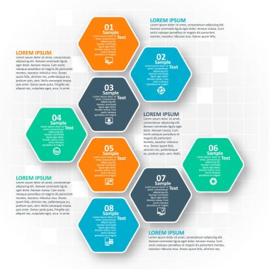 vektör soyut 3d kağıt bilgi elemanları. Hexagon bilgi grafikleri. Bal peteği tasarımı