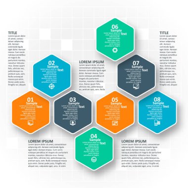 vektör soyut 3d kağıt bilgi elemanları. Hexagon bilgi grafikleri. Bal peteği tasarımı