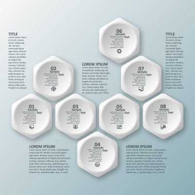 vektör soyut 3d kağıt bilgi elemanları. Hexagon bilgi grafikleri. Bal peteği tasarımı