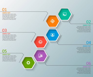vektör soyut 3d kağıt bilgi elemanları. Hexagon bilgi grafikleri. Bal peteği tasarımı